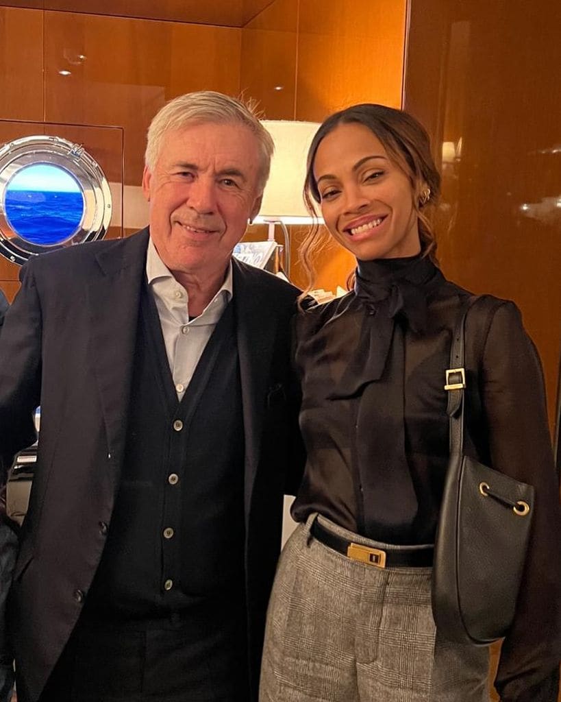 Carlo Ancelotti y Zoe Saldaña