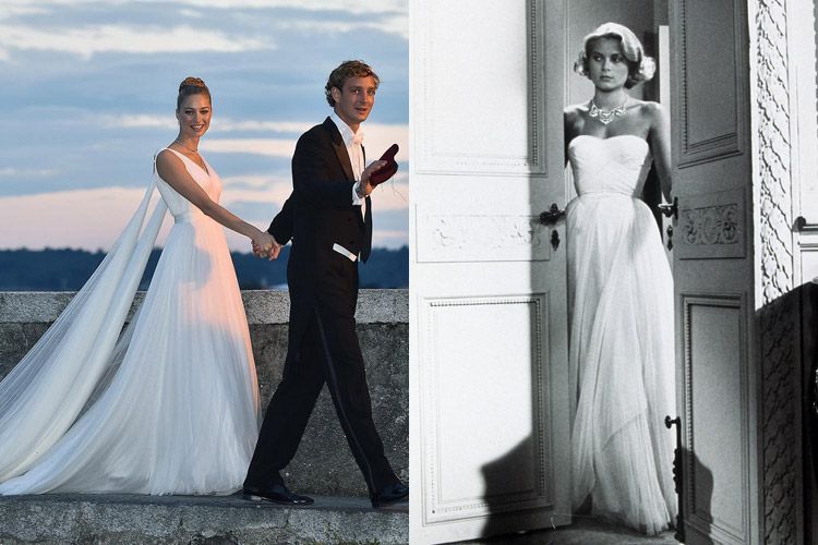 Para la fiesta nupcial, Beatrice Borromeo se volvió a vestir de Armani y eligió un vestido vaporoso de inspiración helénica, con una falda ligera que se mecía con la brisa del lago Maggiore y que recordaba al estilo que popularizó Grace Kelly en la película Atrapa a un ladrón
