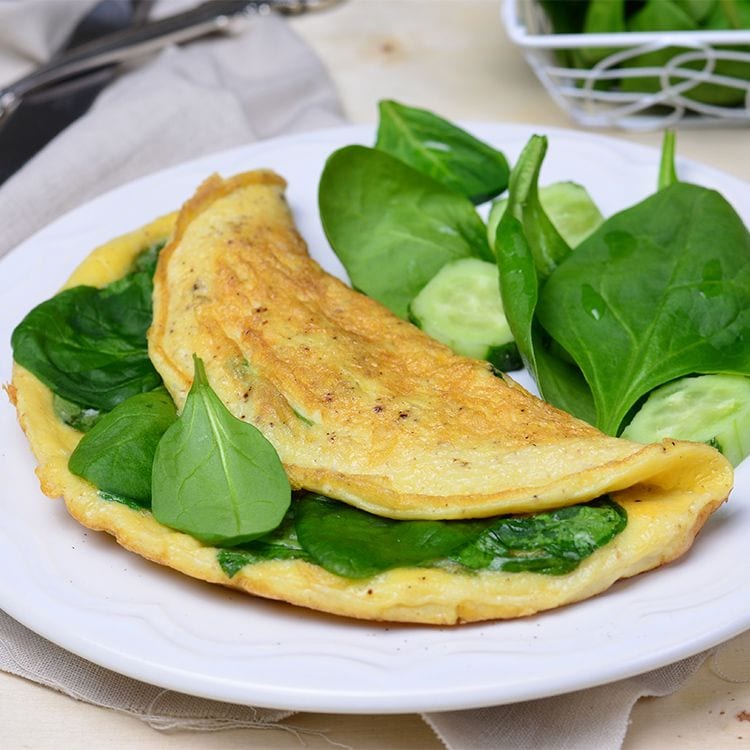 Tortilla suflé de espinacas con queso