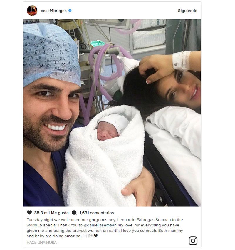 Cesc Fábregas y Daniella Semaan ya son padres de su tercer hijo