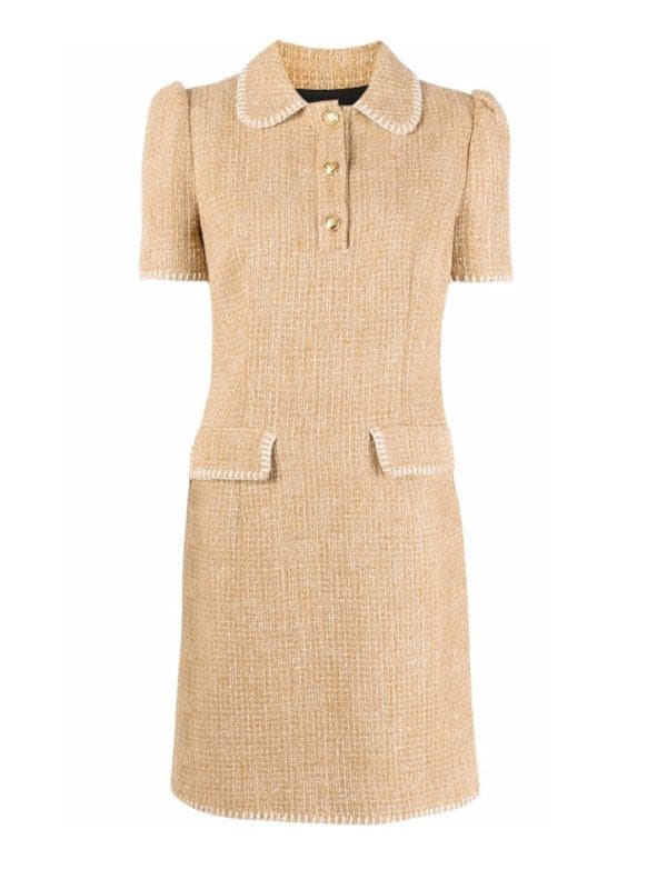 vestido beige tweed