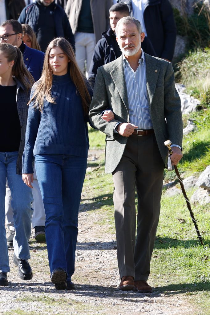 Spanish King Felipe VI and Queen Letizia with Princess of Asturias Leonor de Borbon during a visit to Sotres (Cabrales) as winner of the 35th annual Exemplary Village of Asturias Awards, Spain, on Saturday 26 October 2024.