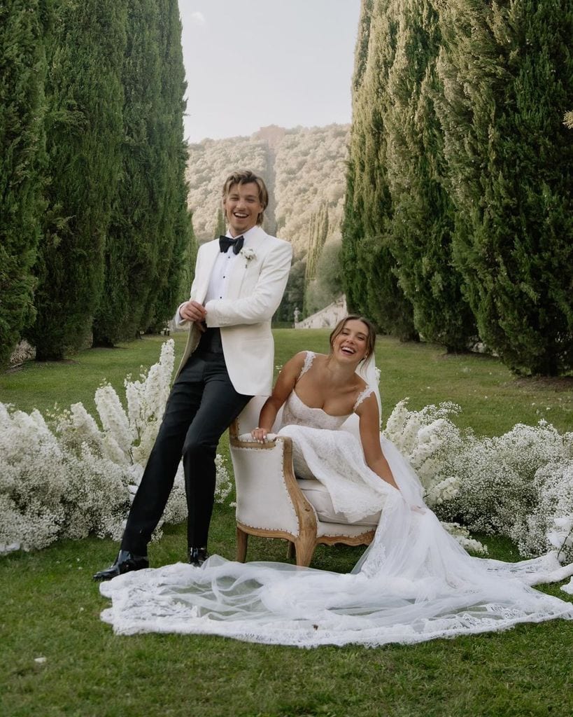 Jake Bongiovi and Millie Bobby Brown on their wedding day