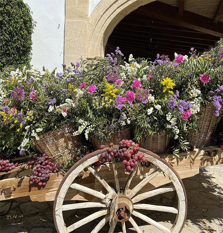 Carro de flores de boda