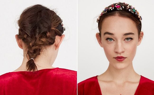 trenza de raíz con diadema