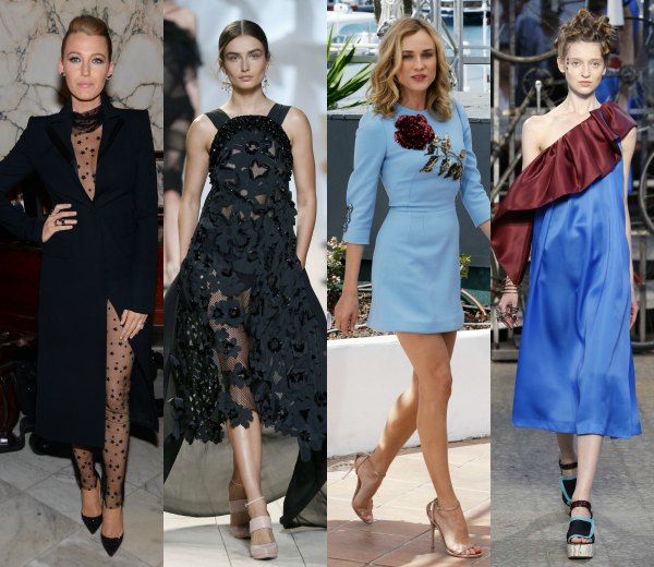 TRANSPARENCIAS DE NOCHE VS. COLORES COMPLEMENTARIOS

SE LLEVA: un perfecto ejemplo de cómo distinguir un look de fiesta de noche y uno de cóctel durante el día lo encontramos en este versus de estilo entre Blake Lively y Diane Kruger, la primera con un mono combinado con esmoquin, con paneles de transparencias tanto en el top como en los leggings, y bordados de estrellas. Todo en color negro. La actriz alemana, por su parte, asistía al photocall de mañana del Fetsival de Cannes con este minivestido (cuidado con los cortos muy cortos, nunca muy por encima de la rodilla, ni siquiera si la boda es de mañana), en azul bebé, con cuello cerrado redondo y manga francesa, y detalles en colores complementarios -en este caso, paillettes de color granate.

'Get the look': vestido negro con transparencias de red y asimetría delantera, de la actual colección de verano de Nina Ricci. El modelo en color block en azul y granate, con maxivolante asimétrico en el escote, es de Antonio Marras.

© Gtresonline
