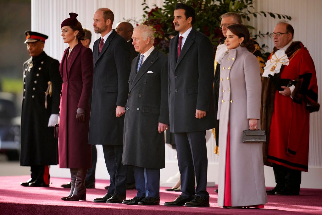 Rey CArlos III, Kate Middleton, príncipe Guillermo, jequesa de Catar y emir de Catar en Londres 