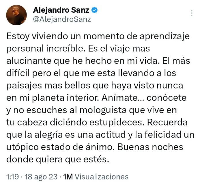 El mensaje de optimismo de Alejandro Sanz