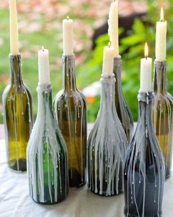 decorar mesa halloween botellas velas