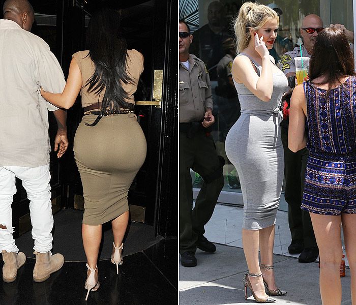 Kim (en la foto de la izquierda) ha acabado "siendo una caricatura de si misma, donde el volumen de su pecho y, sobre todo, de sus nalgas, acaba siendo desmesurado", declara el Dr. Junco. Su hermana Khloé ha seguido su mismo ejemplo, tal y como puede observarse en la imagen de la derecha.
