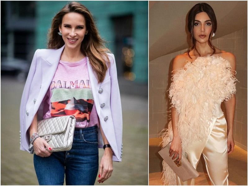 Alexandra Lapp con bolso 2.55 de Chanel y Negin Mirsalehi con clutch Alibi de Oscar De La Renta