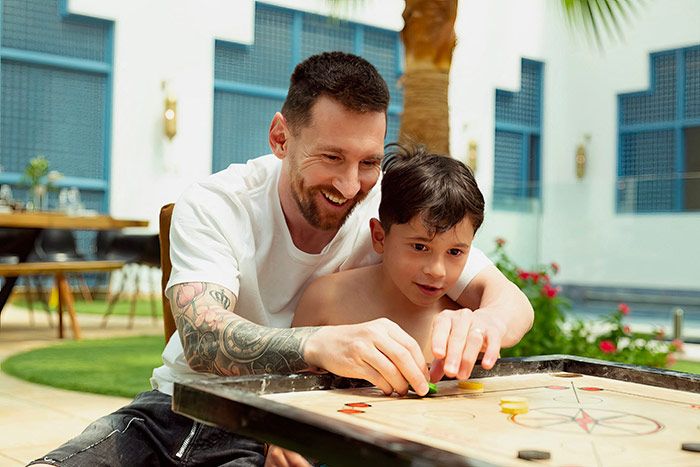 Messi con su hijo Mateo