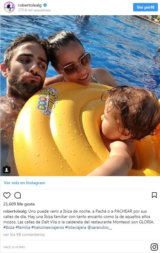 Roberto Leal de vacaciones con su mujer, Sara, y su hija Lola