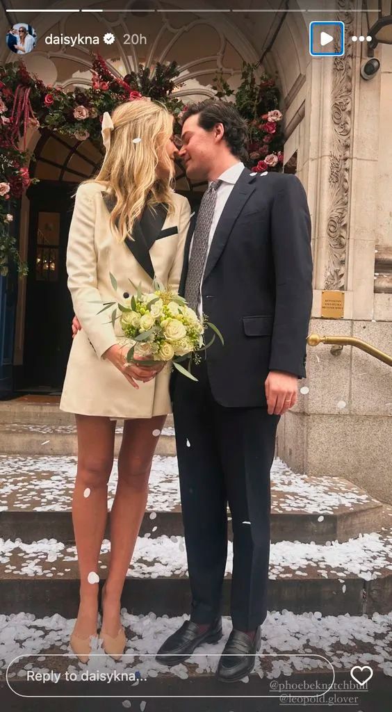 Phoebe Knatchbull en su boda con Leopold Glover