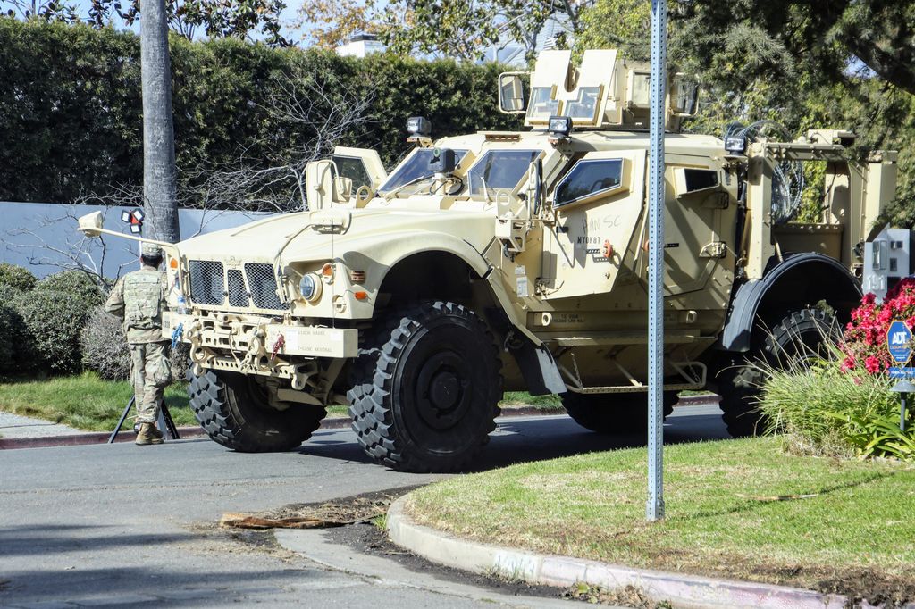 PACIFIC PALISADES, CA - JANUARY 17: Members of the National Guard are seen outside of Ben Affleck's home on January 17, 2025 in Pacific Palisades, California. (Photo by MEGA/GC Images)