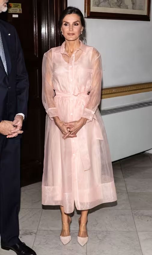 La reina Letizia rescata su camisero rosa transparente en los Premios Nacionales de Cultura