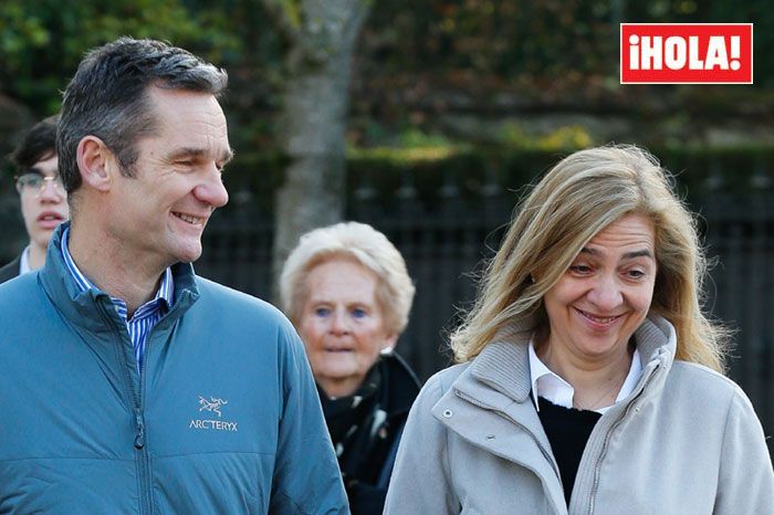 Iñaki Urdangarin y la infanta Cristina, con la madre de él detrás