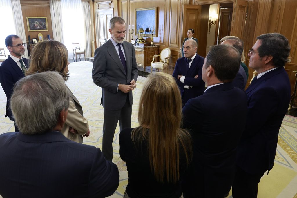 El Rey con representantes de los empresarios y los autónomos tras la DANA de Valencia 