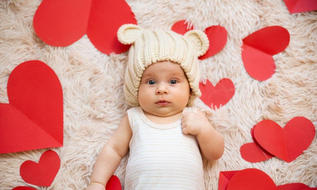 baby photoshoot with hearts