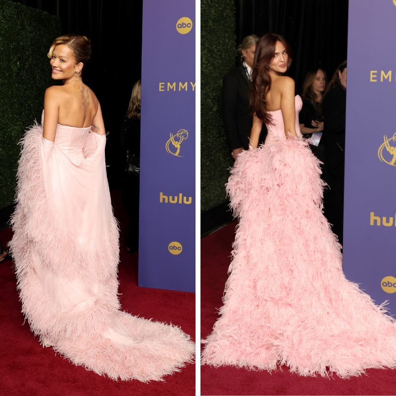 Rita Ora y Eiza González en los premios Emmy con vestido rosa de Tamara Ralph