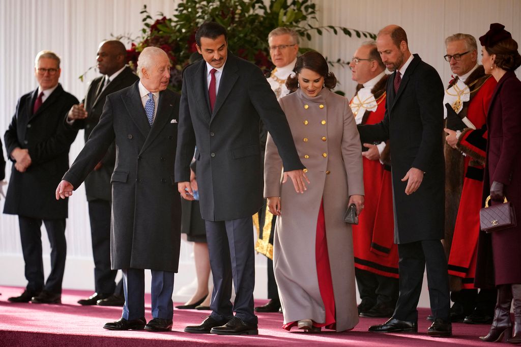 Rey CArlos III, Kate Middleton, príncipe Guillermo, jequesa de Catar y emir de Catar en Londres 