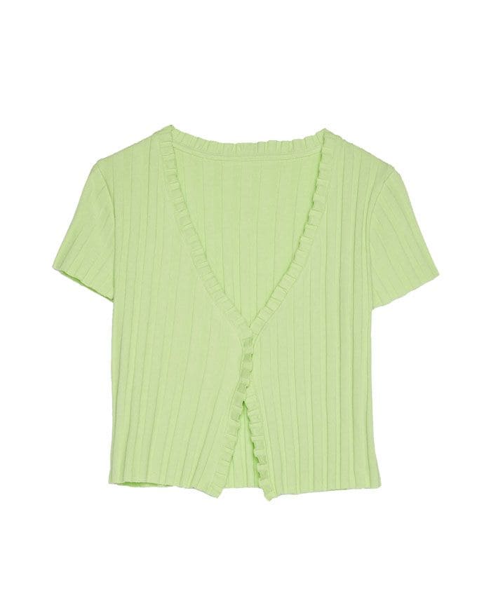 cardigan punto verde bershka