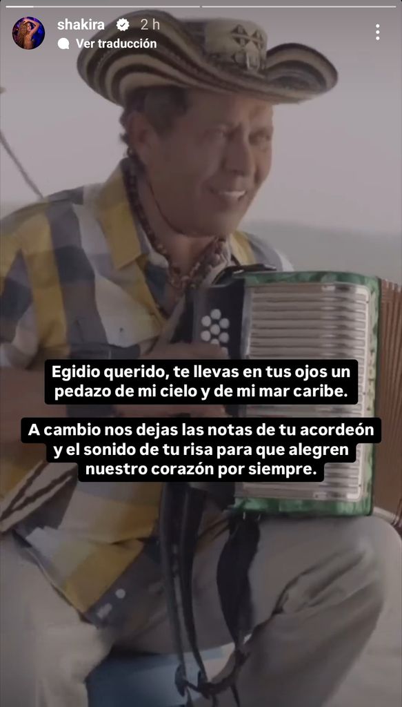 Shakira le dedicó unas sentidas palabras al músico Egidio Cuadrado.