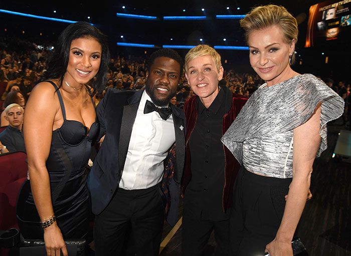 Kevin Hart y Ellen Degeneres con sus respectivas parejas