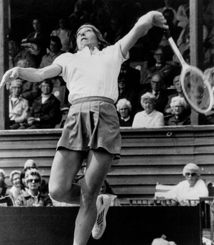 La extenista Martina Navratilova durante un partido de tenis en Wimbledon