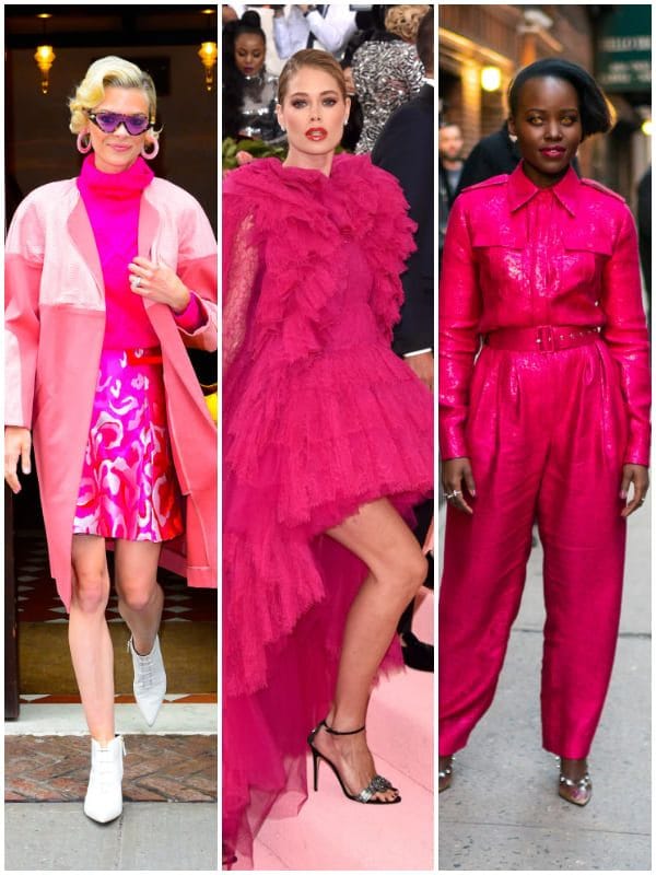 Collage de bright pink de Jamie King, Doutzen Kroes y Lupita Nyongo