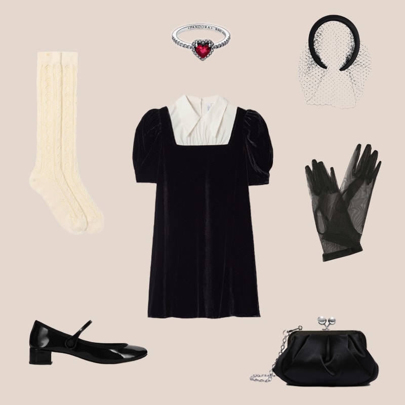 Look de halloween de miércoles addams