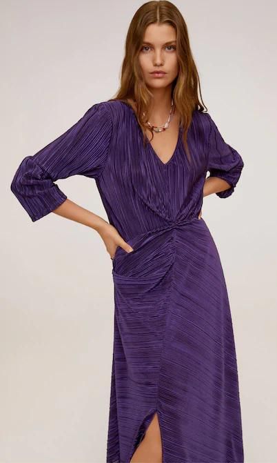 pleated long dress de mango