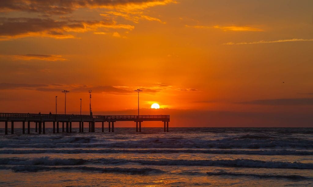 Sunset over pier