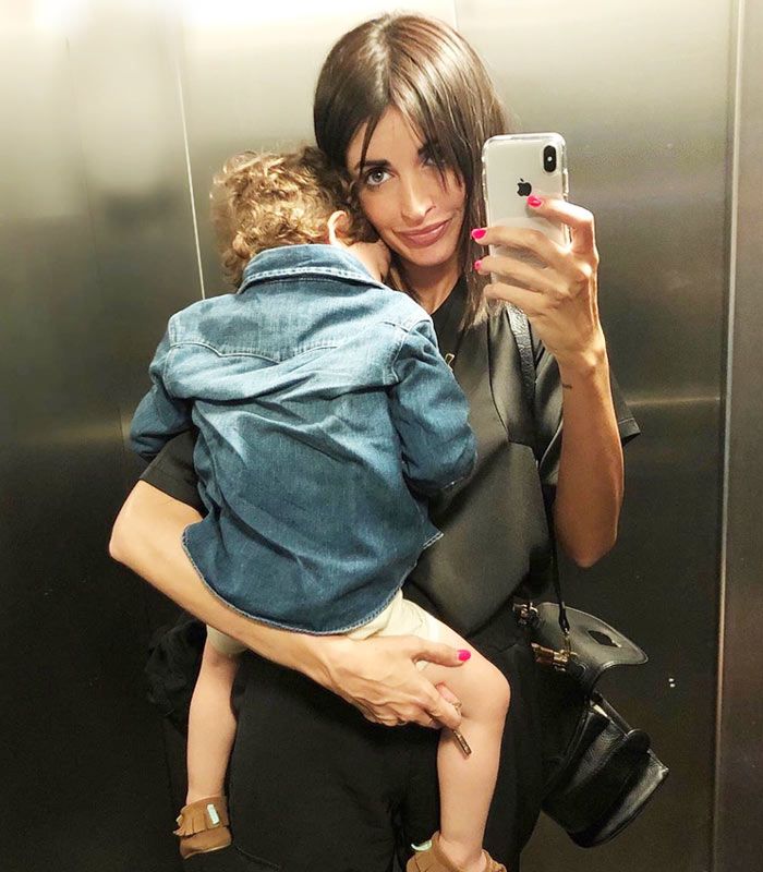 Noelia López y su hijo