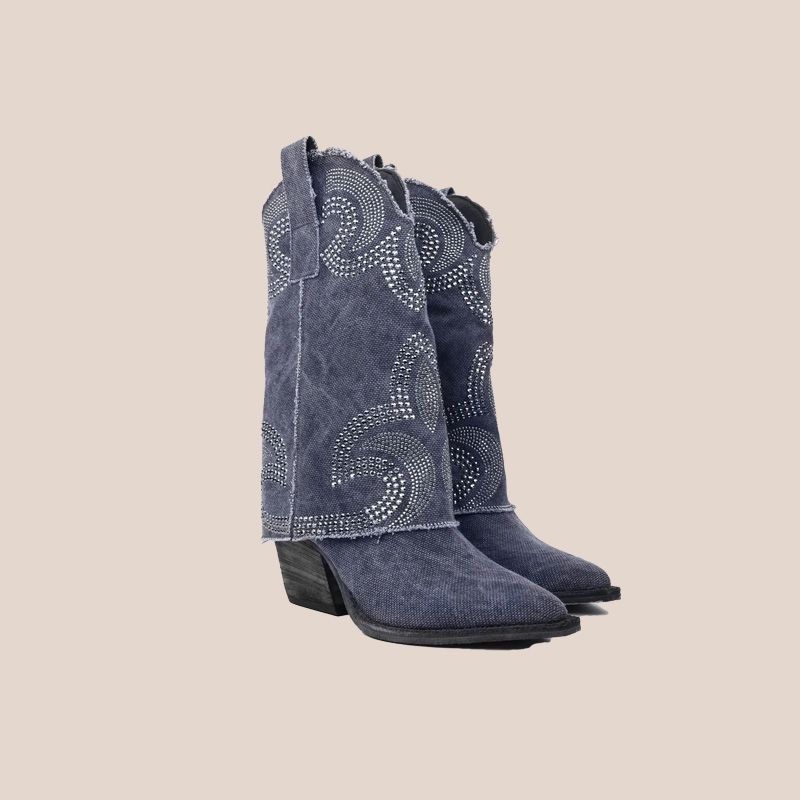 botas cowboy denim