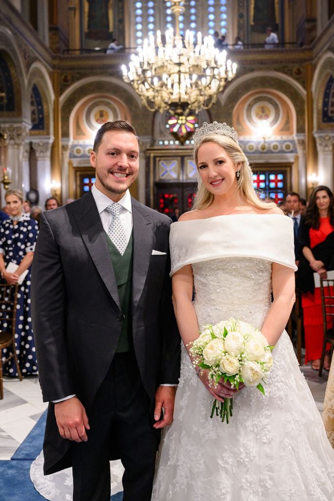 La princesa Teodora y Matthew Kumar en el altar