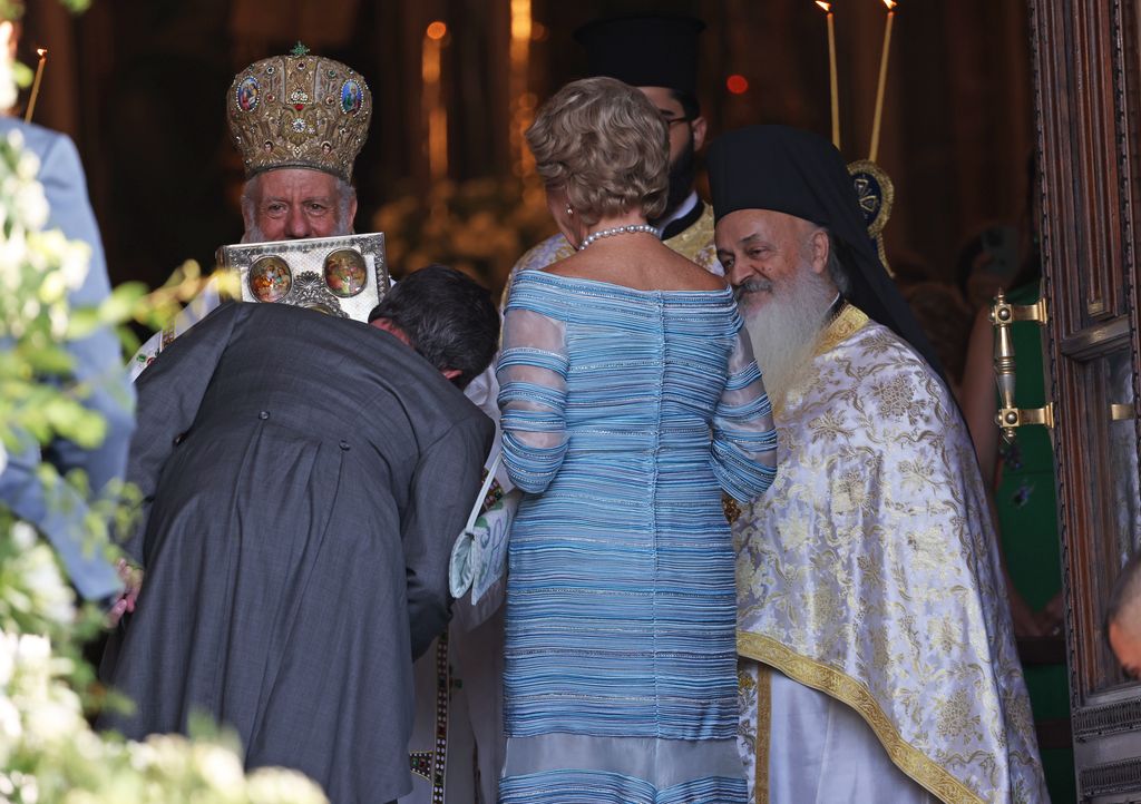 Ana María de Grecia at her daughter Theodora's wedding