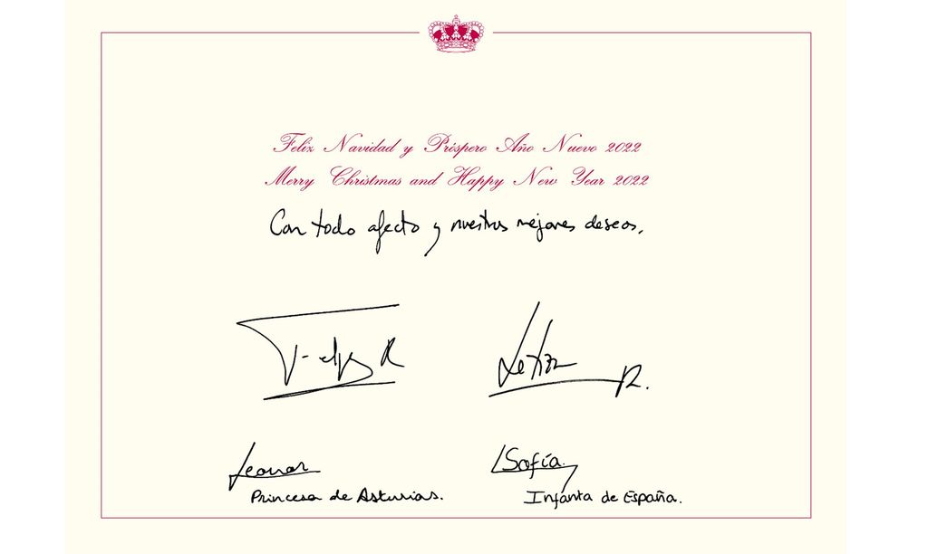 Letizia, Kelipe, Leonor and Sofia signed the card as in previous years