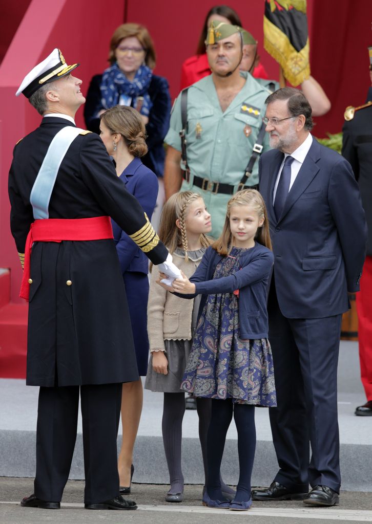 Los reyes con sus hijas el 12 de octubre de 2015