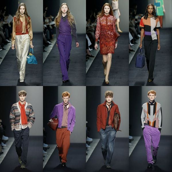 COLORES JOYA Y GEOMETRÍAS 'RETRO': Bottega Veneta, otoño-invierno 2015-2016.
