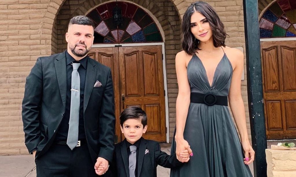 Alejandra Espinoza y su familia: Aníbal Marrero y su hijo Matteo