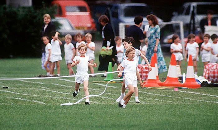 Harry en las jornadas deportivas de la escuela Wetherby en 1991