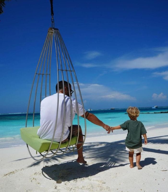 Dani Carvajal en Maldivas con su hijo Martín