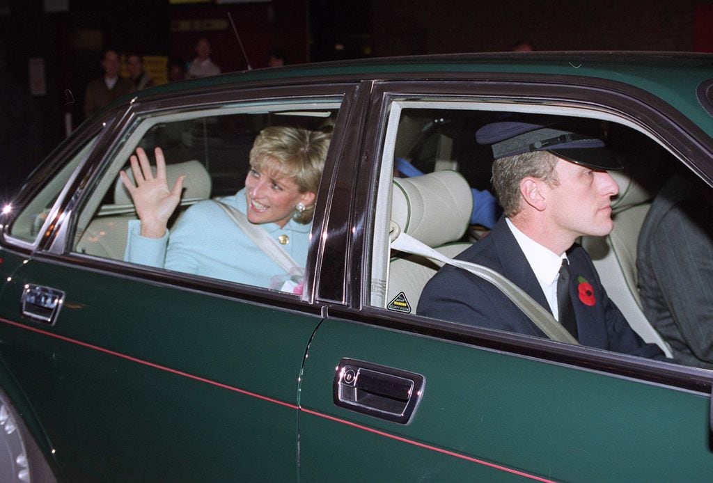 La Princesa de Gales llegando al Hotel Hilton de Londres para los The 1995 Tunstall Golden Awards