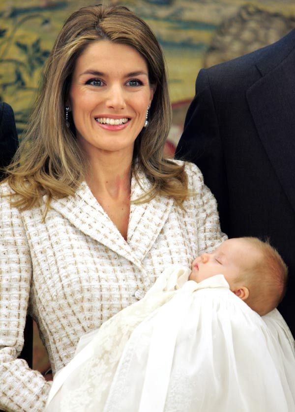 Reina Letizia en el bautizo de Leonor