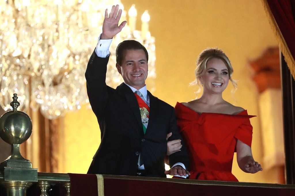 Enrique Peña Nieto y Angélica Rivera en la celebración de la Independencia de México el 15 septiembre de 2018