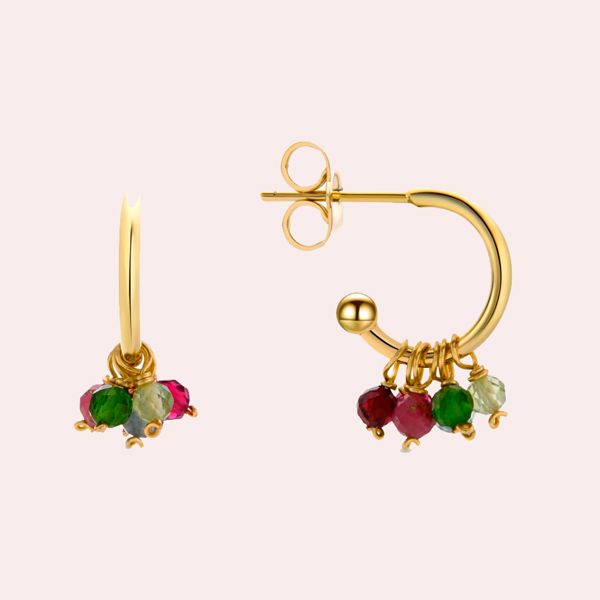 Pendientes de Cristal Multicolor acabados en oro amarillo 18K - Letaba