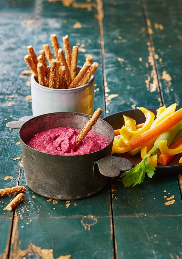 crudites de verduras con crema de remolacha