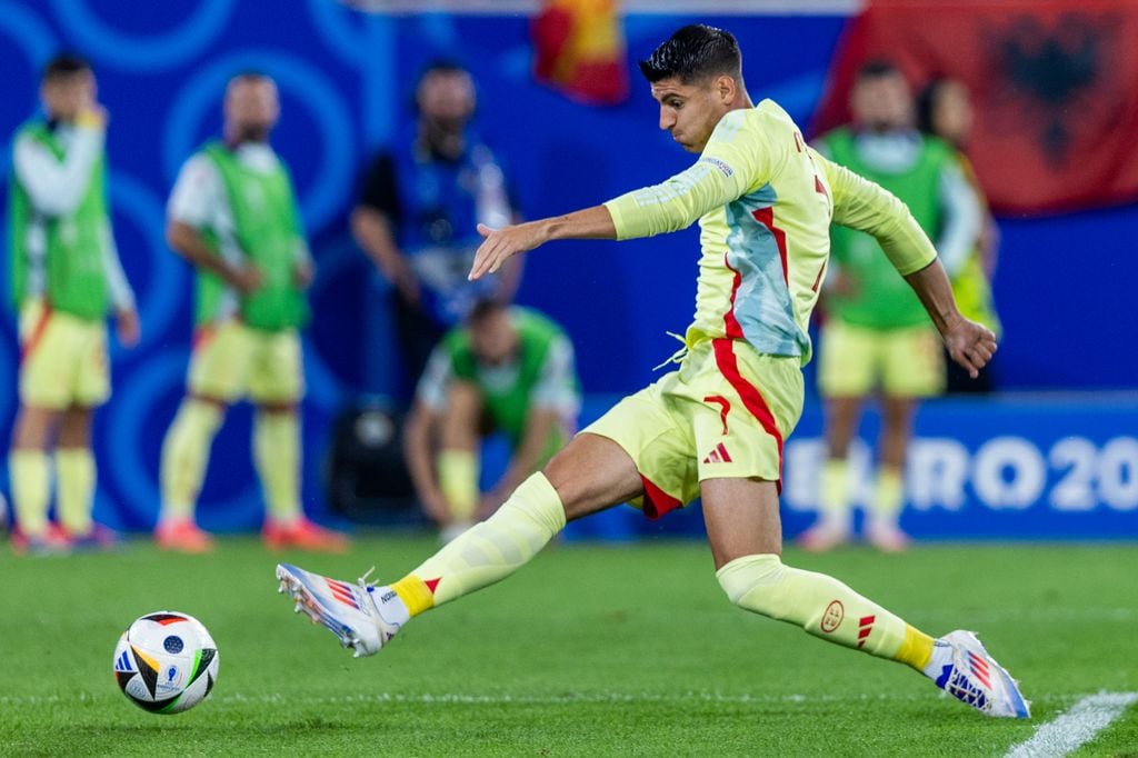 Álvaro Morata en el partido que enfrentó a España contra Albania en la Eurocopa el 24 de junio de 2024 en Dusseldorf, Alemania