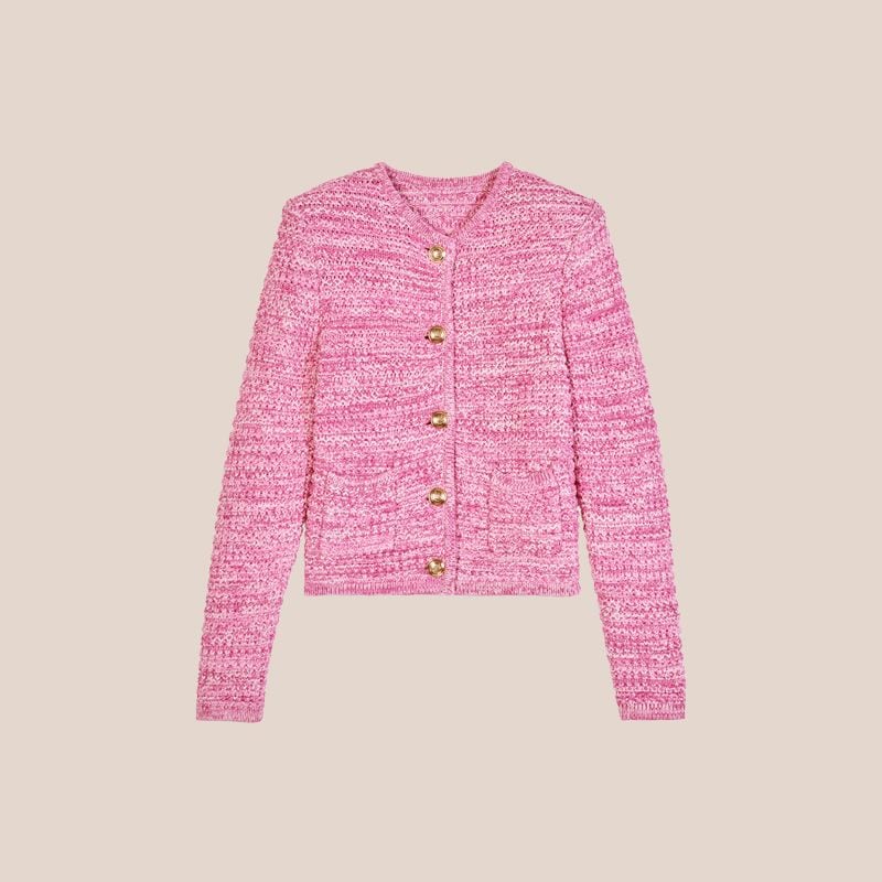 chaqueta de tweed rosa